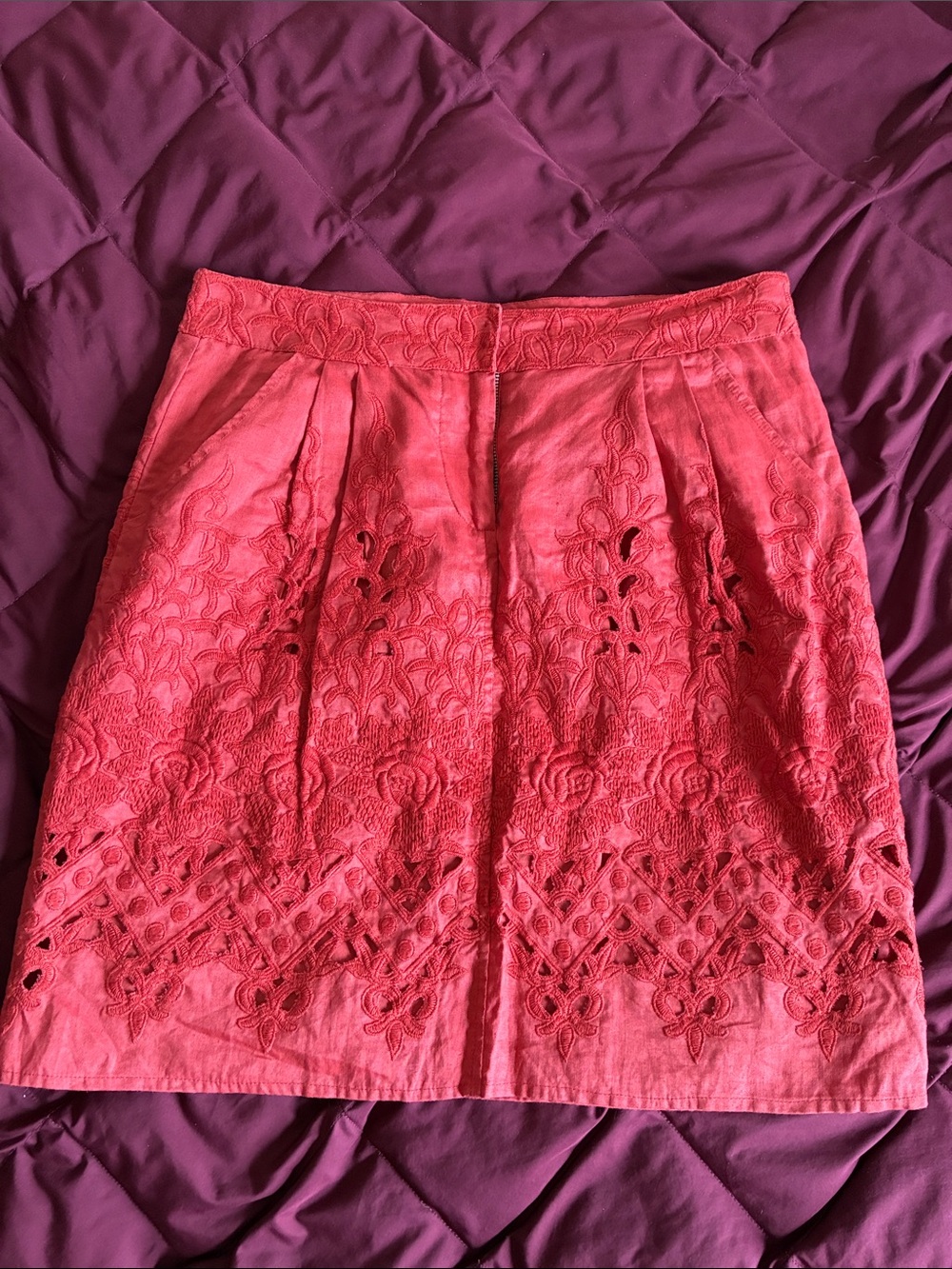 NWOT Anthropologie Baraschi Embroidered Lace 100% Linen, 100% Cotton Line Skirt